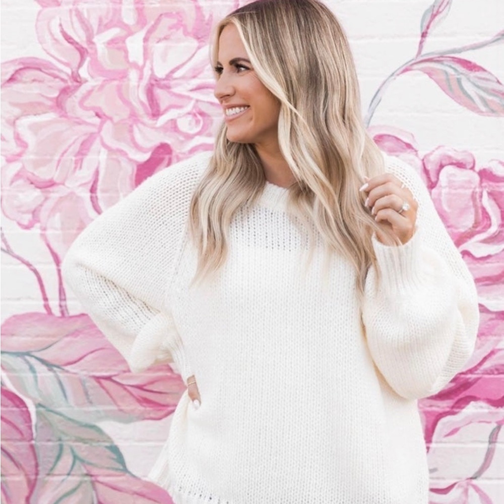Krista Horton pink lily oversized knit sweater